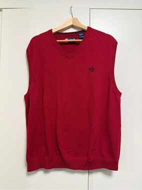 Chaps Red Cotton V-neck Vest